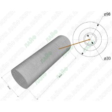 372325. Вісь d 30 mm, L 100 mm для ролика d 98 mm