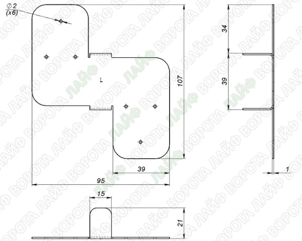 702321. Металевий шаблон для кріплення петлі РАДІУС
