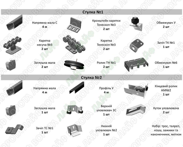 Комплект фурнитуры для телескопических ворот КМ-400