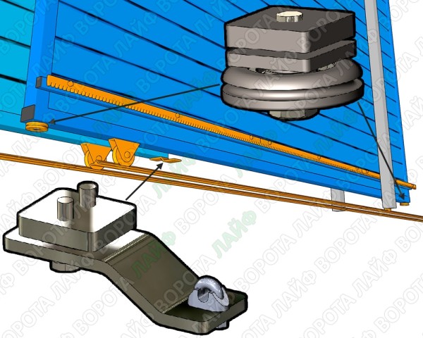 Набір для телескопічних воріт (1 зачіп + 2 ролик для троса)