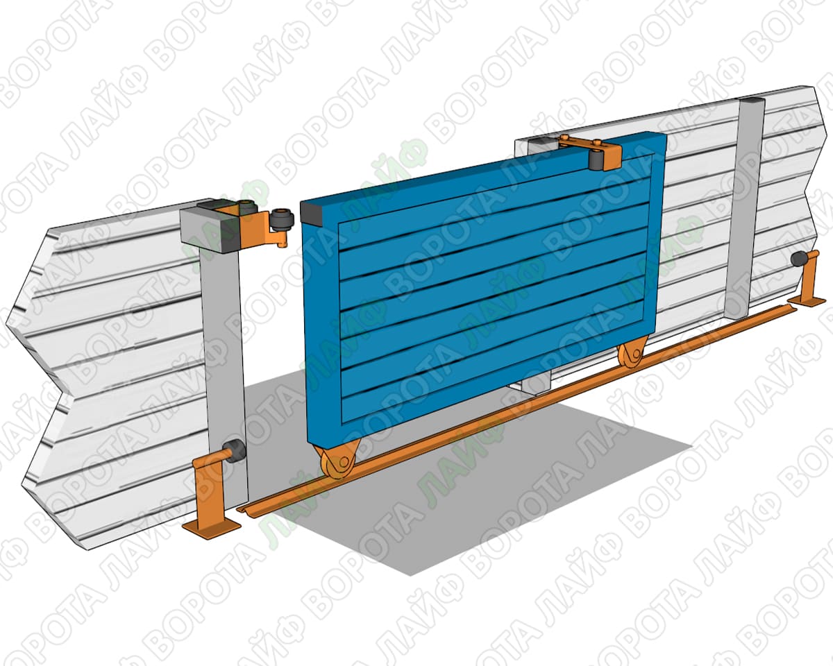 Ворота на монорейці по кутнику комплектуючі