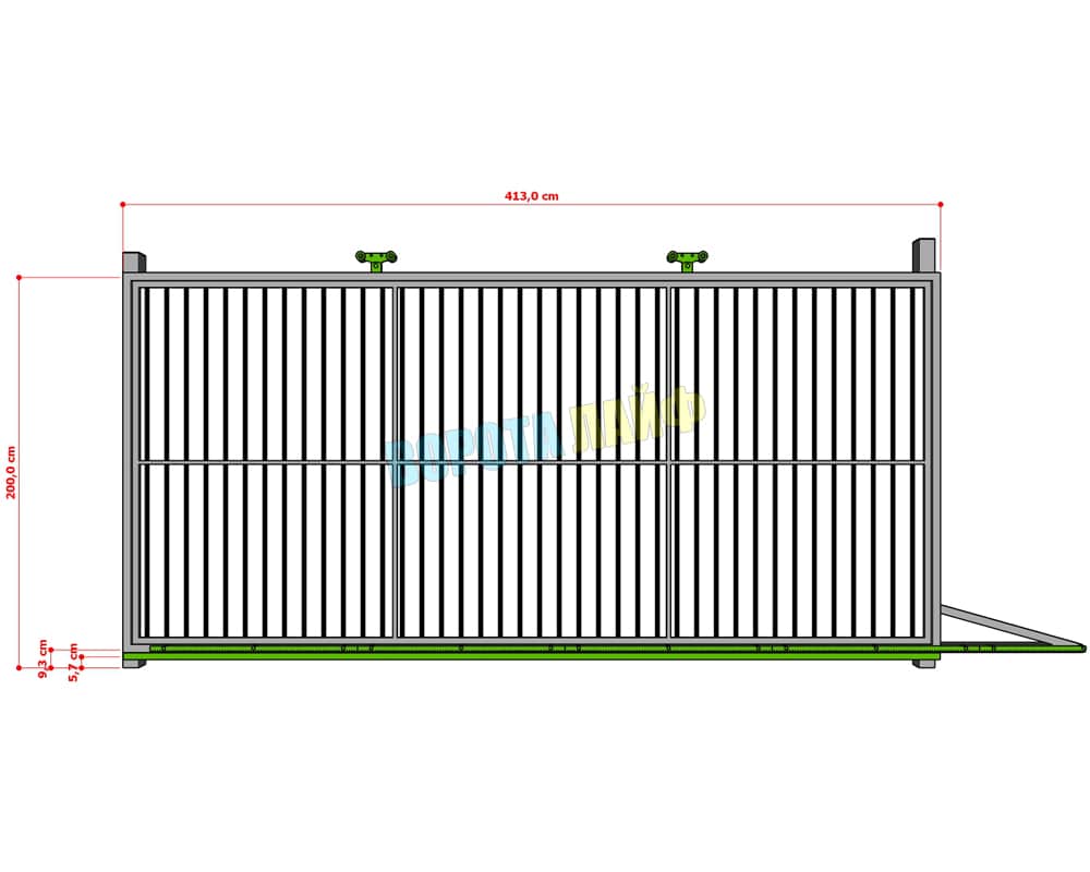 Подвесные откатные ворота с двух секций
