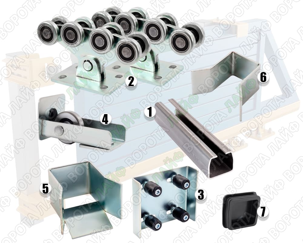 Комплектація НВ Стандарт 800 кг - Ворота Лайф Україна Фурнітура для відкатних воріт НВ Стандарт 800 кг